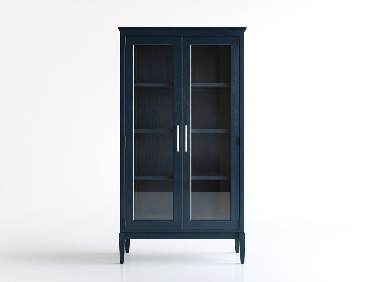 Vetrina - legno-vetro - 96x40x172 cm - blu profondo - stile elegante contemporaneo