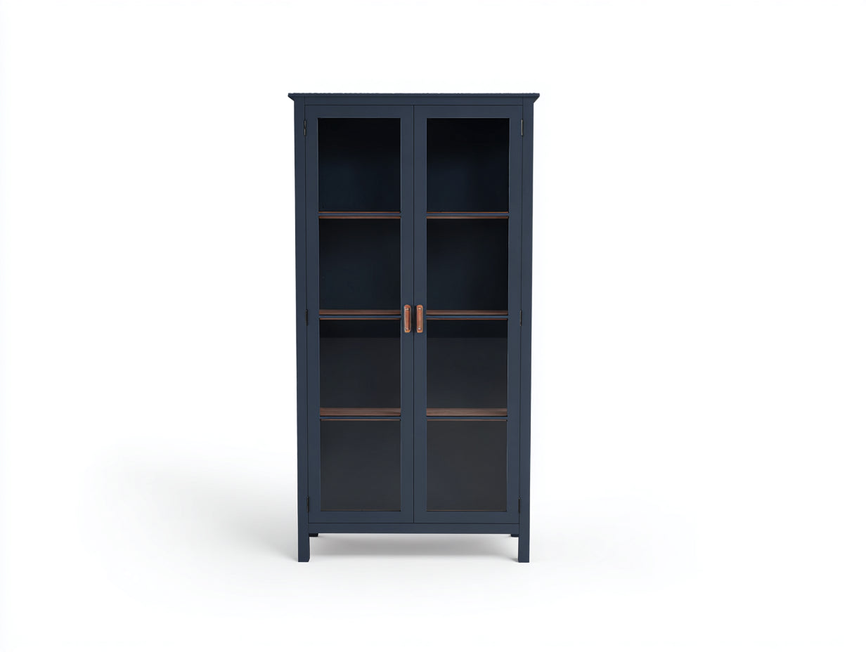 Vetrina - legno-vetro - 82x36x184 cm - blu navy - stile moderno sofisticato