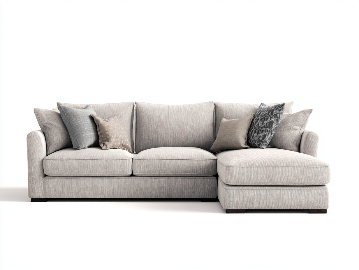 Divano angolare - tessuto-legno - 278x164x82 cm - grigio chiaro-marrone - moderno