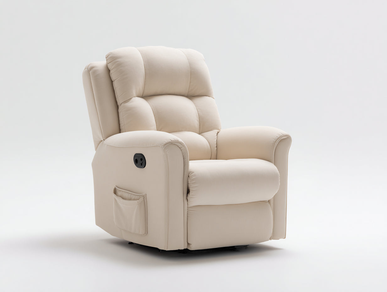 Poltrona reclinabile-Ecopelle-94x91x108 cm-Avorio-Stile relax elegante