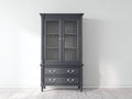 Vetrina-legno-vetro-94x42x168 cm-grigio scuro-trasparente-stile classico