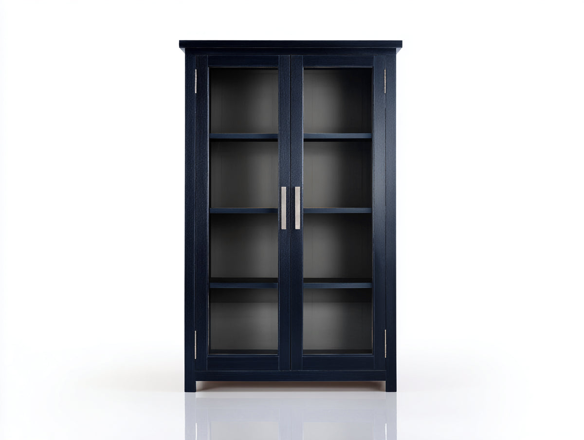 Vetrina-Legno-Vetro-104x38x176 cm-Blu navy-Stile moderno minimalista