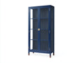 Vetrina - legno-vetro - 90x39x192 cm - blu reale - stile scandinavo moderno