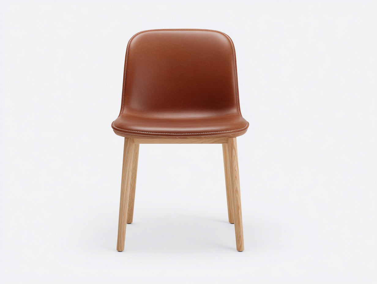 Sedia da pranzo - Ecopelle-Legno - 51x56x85 cm - Cognac - Scandinavo