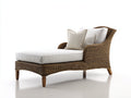 Lettino prendisole - Rattan sintetico-Legno-Tessuto - 176x82x88 cm - Marrone naturale-Bianco panna - Design classico da giardino