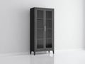 Vetrina - legno-vetro - 88x41x186 cm - grigio carbone - stile moderno elegante