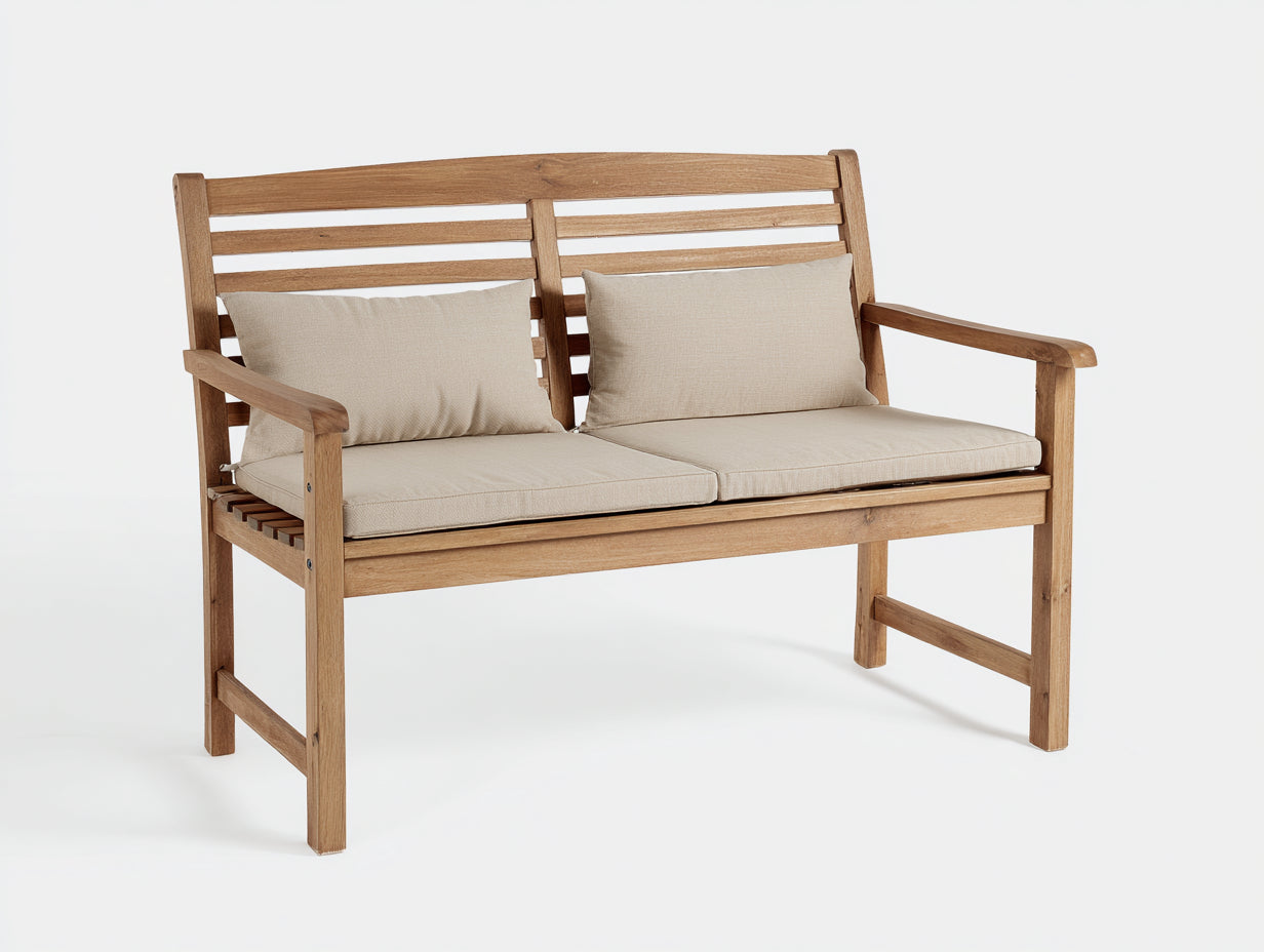 Panche da giardino-Legno-Tessuto-136x63x88 cm-Naturale-Beige-Stile rustico moderno