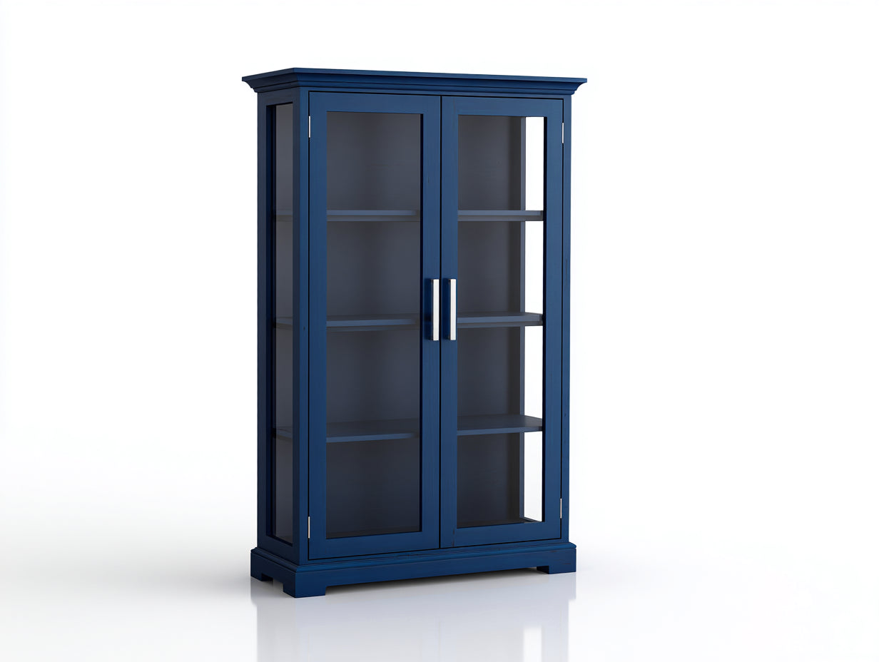 Vetrina-Legno-Vetro-106x40x182 cm-Blu reale-Stile contemporaneo elegante
