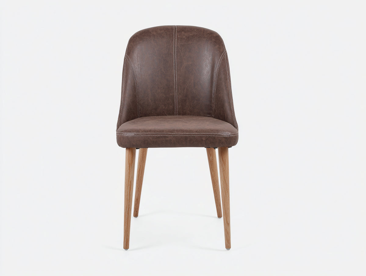 Sedia da pranzo - Ecopelle-Legno - 53x59x88 cm - Marrone scuro - Vintage