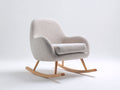 Sedia a dondolo - Bouclé-Legno - 87x95x91 cm - Grigio chiaro-Legno naturale - Moderno