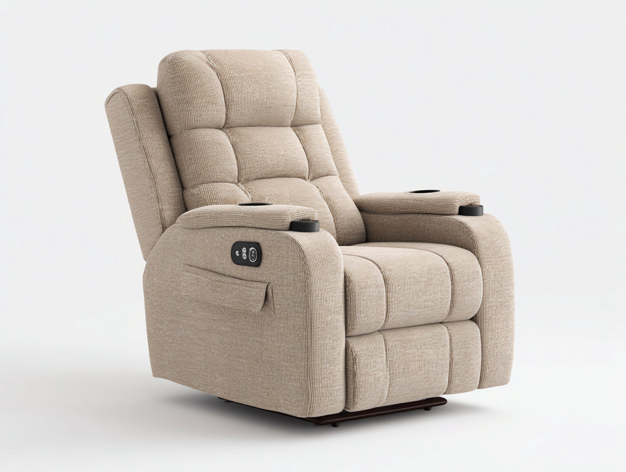 Poltrona reclinabile-Tessuto-98x94x111 cm-Beige-Stile home cinema contemporaneo