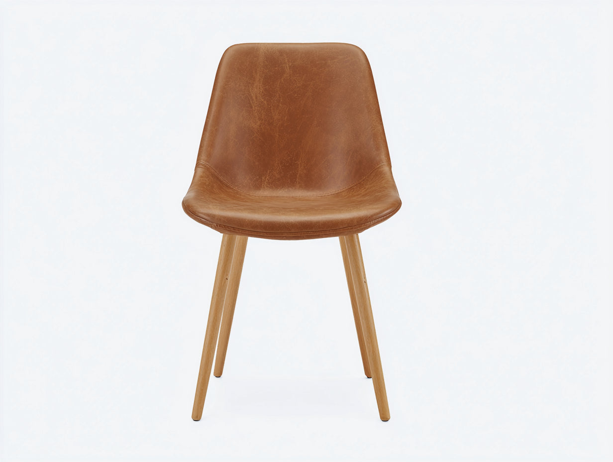 Sedia da pranzo - Ecopelle-Legno - 50x56x84 cm - Marrone chiaro - Scandinavo