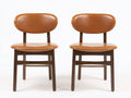 Sedia da pranzo - Ecopelle-Legno - 55x58x81 cm - Camel - Mid-century