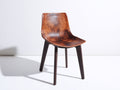 Sedia da pranzo - Ecopelle-Legno - 54x59x83 cm - Marrone vintage - Industriale